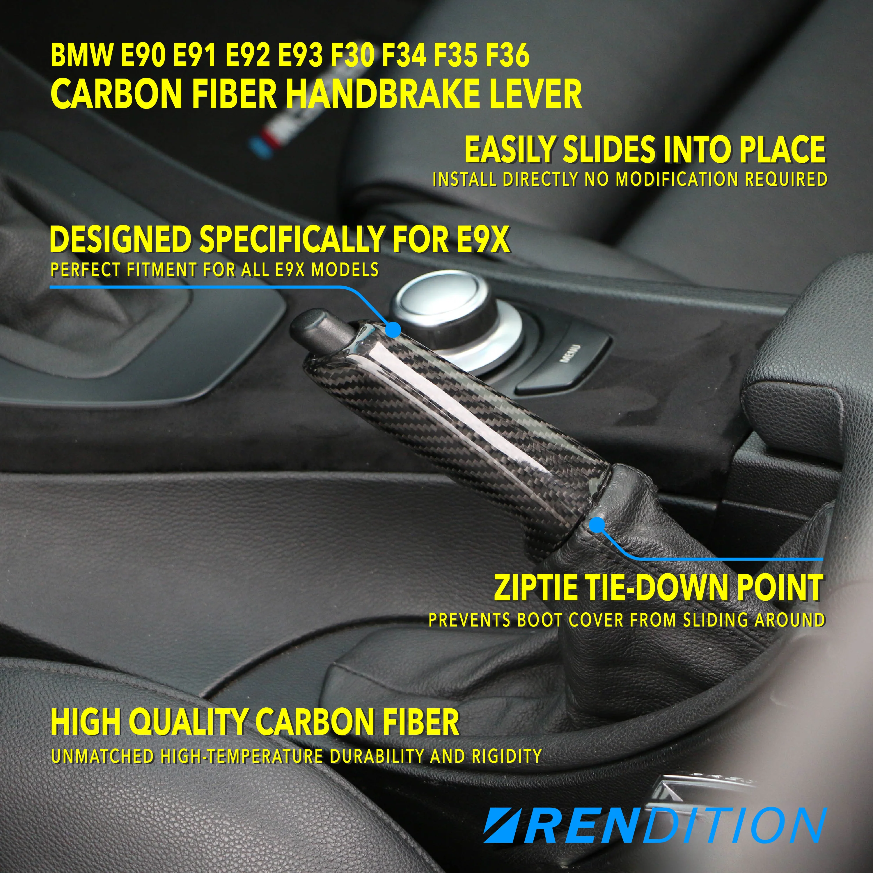 BMW CARBON FIBER HANDBRAKE LEVER E90 E91 E92 E93 F30 F34 F35 F36 - Image 2