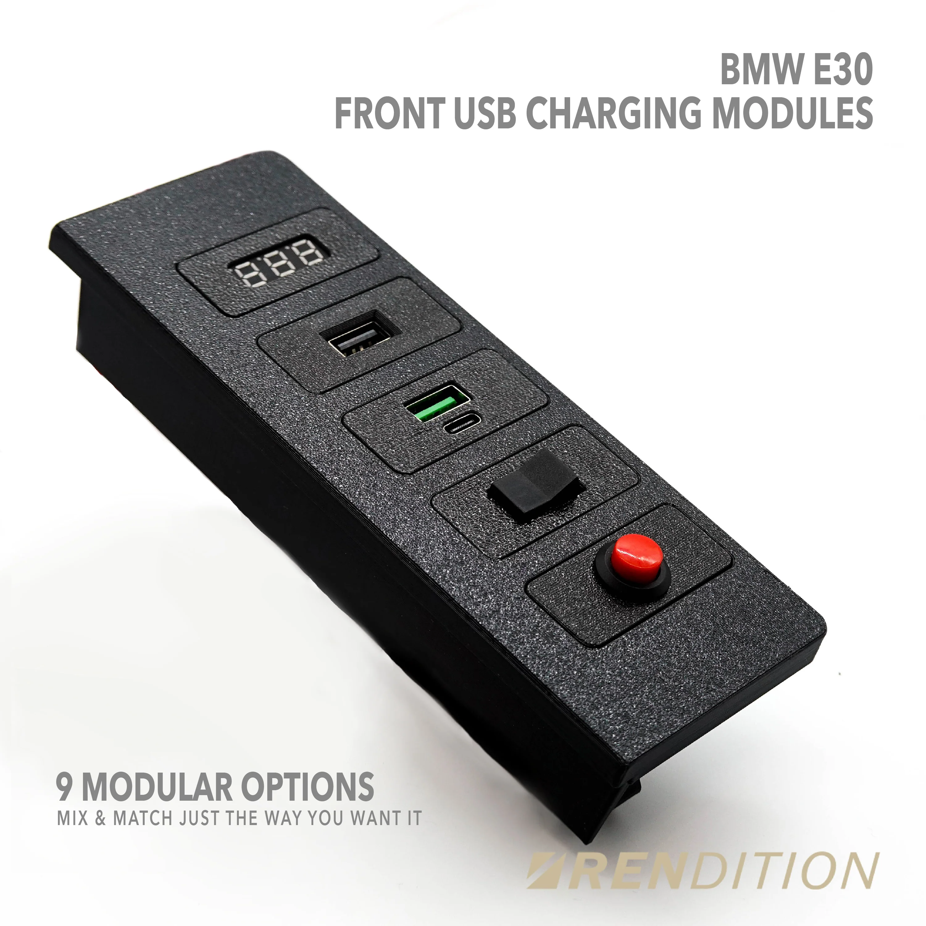 BMW E30 Ashtray Modular Conversion System – USB, Volt Meter, Switches, and Mounts - Image 3