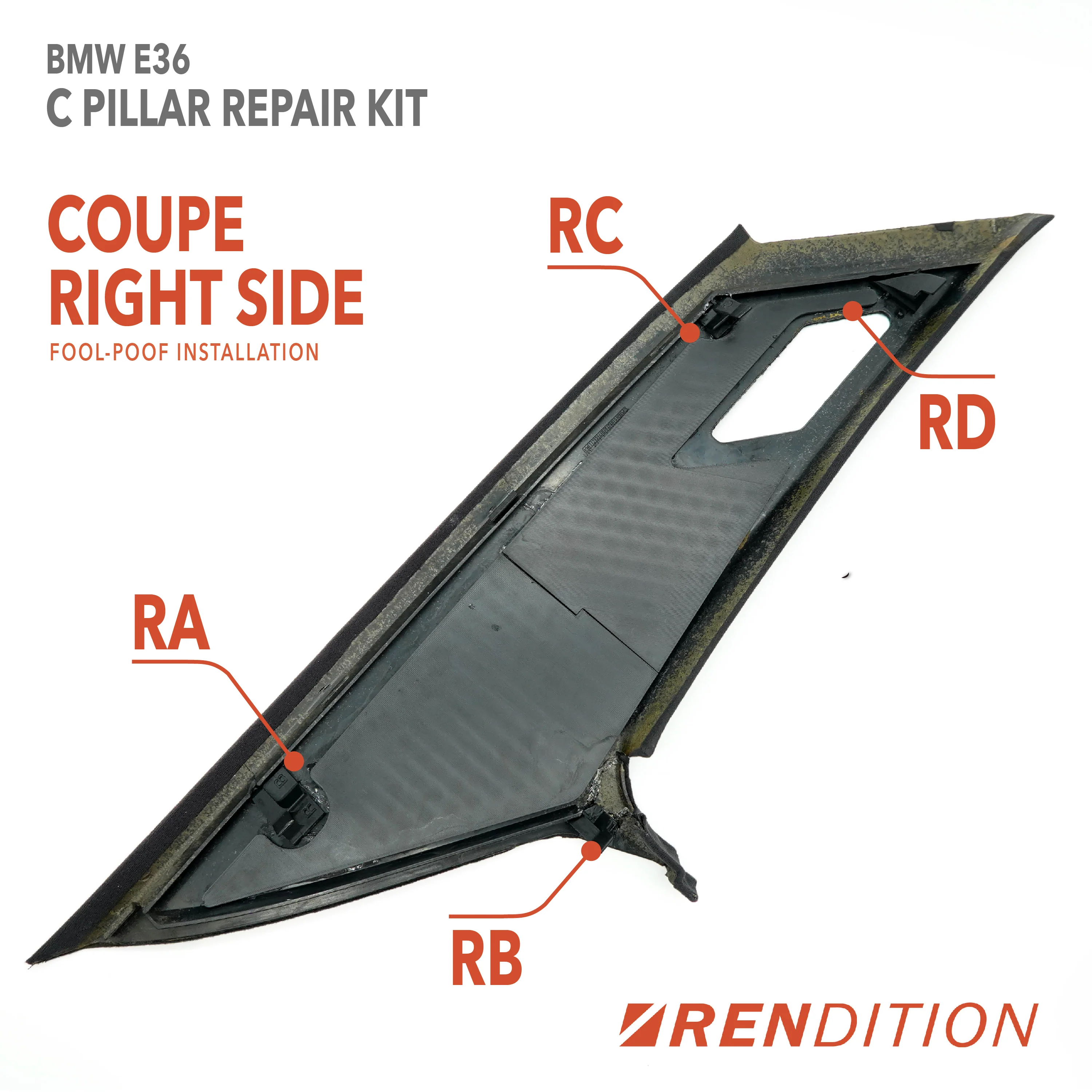 BMW E36 A, B, C Pillar Trim Repair Kit - Image 4