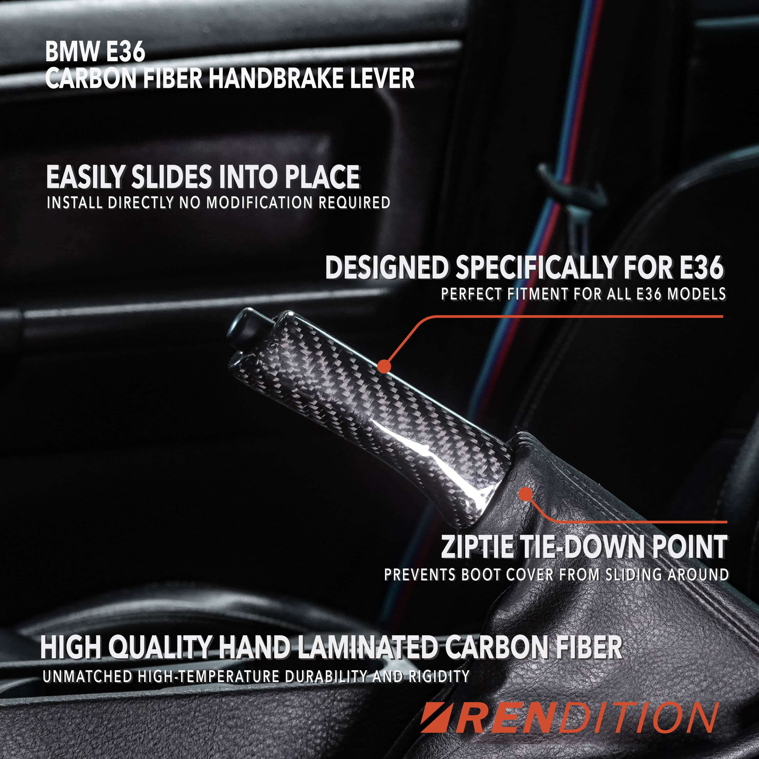 BMW E36 Carbon Fiber Handbrake Lever - Image 3