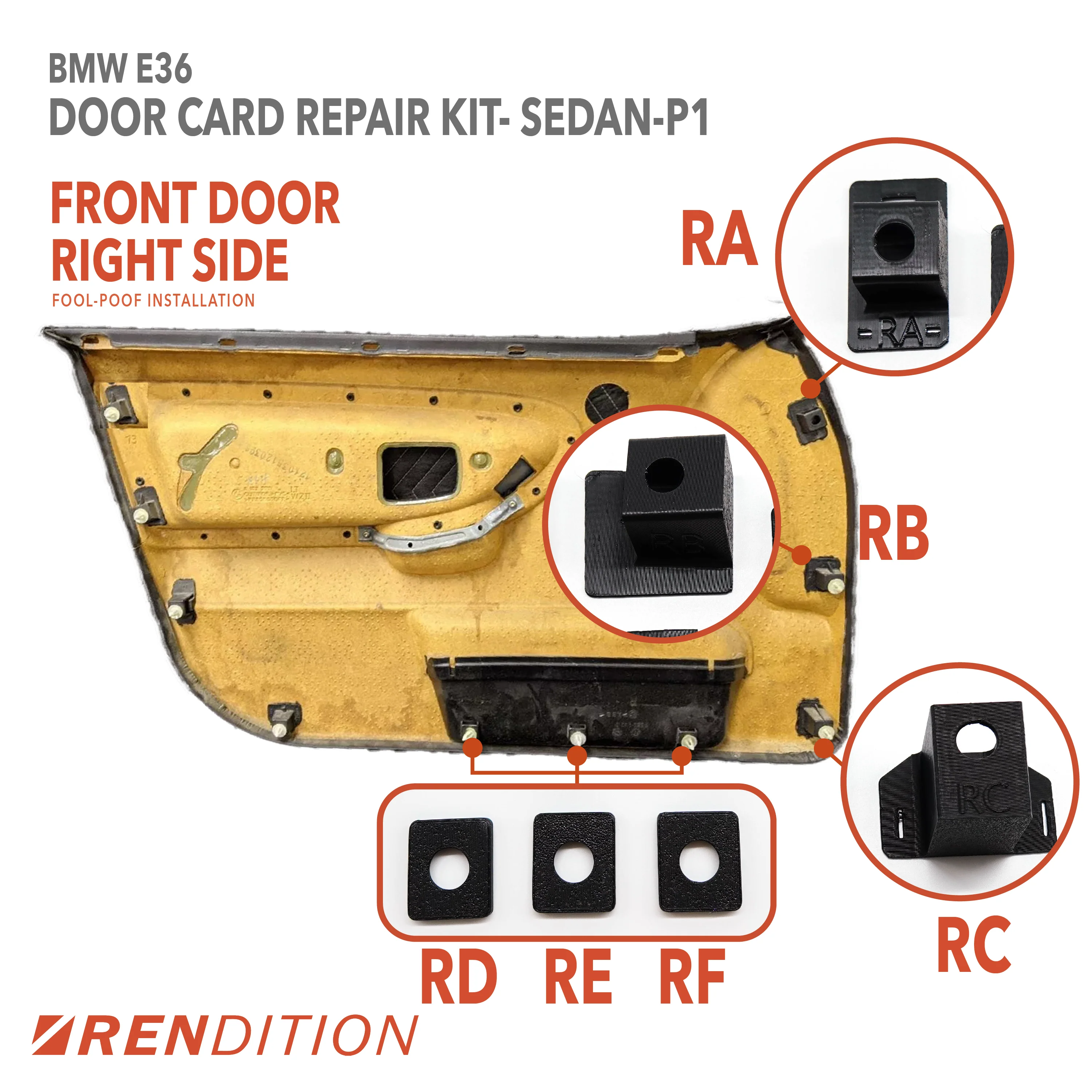 BMW E36 Door Card Tab Repair Kit | Fits Coupe, Sedan, Touring, Convertible - Image 2