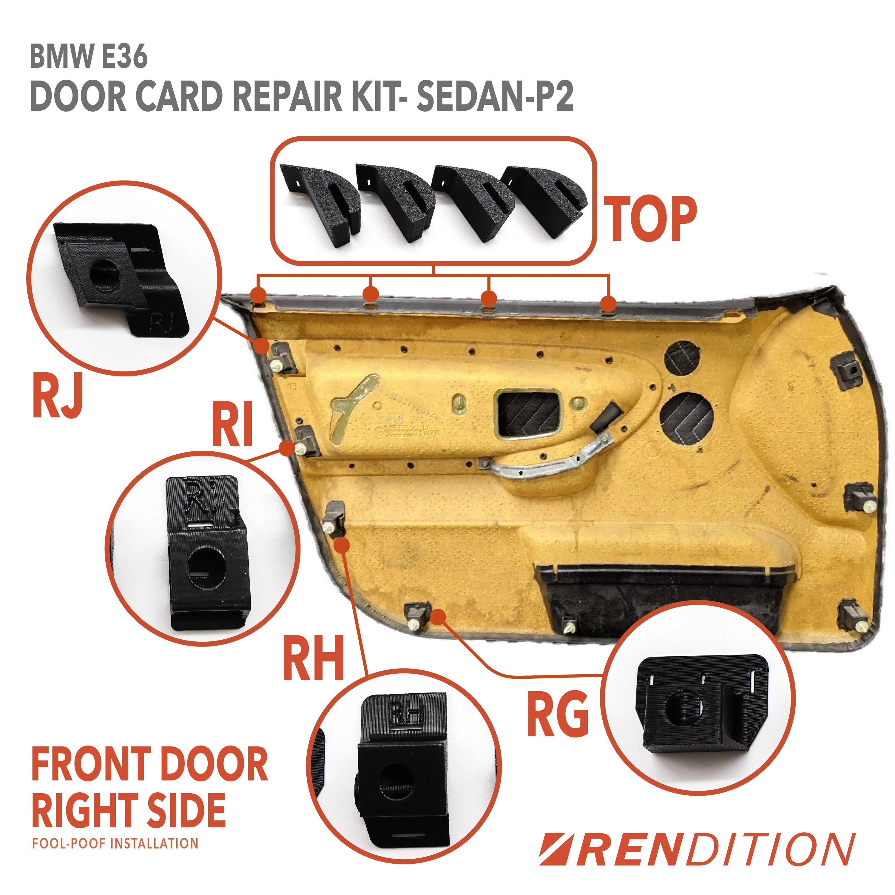BMW E36 Door Card Tab Repair Kit | Fits Coupe, Sedan, Touring, Convertible - Image 3