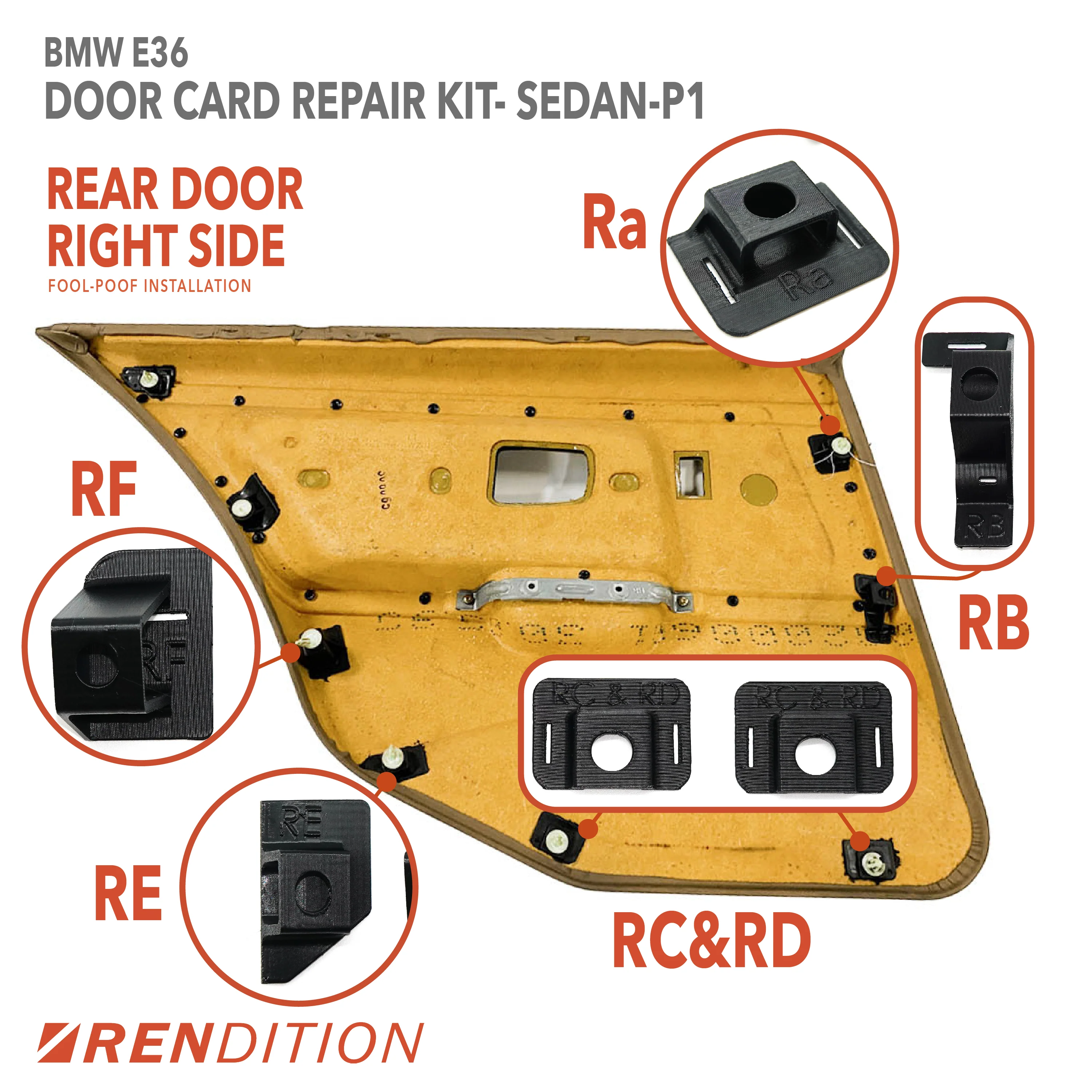 BMW E36 Door Card Tab Repair Kit | Fits Coupe, Sedan, Touring, Convertible - Image 4