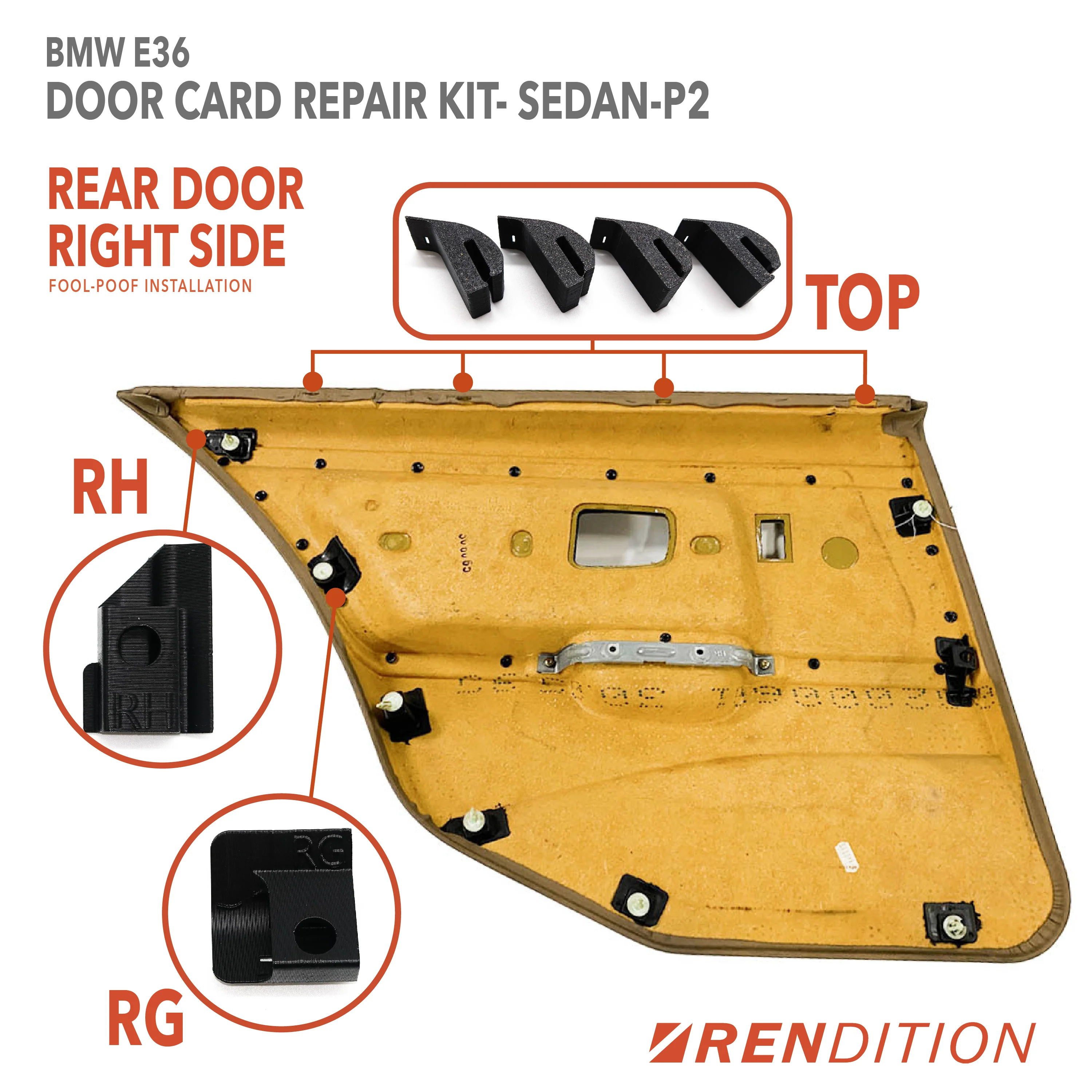 BMW E36 Door Card Tab Repair Kit | Fits Coupe, Sedan, Touring, Convertible - Image 5