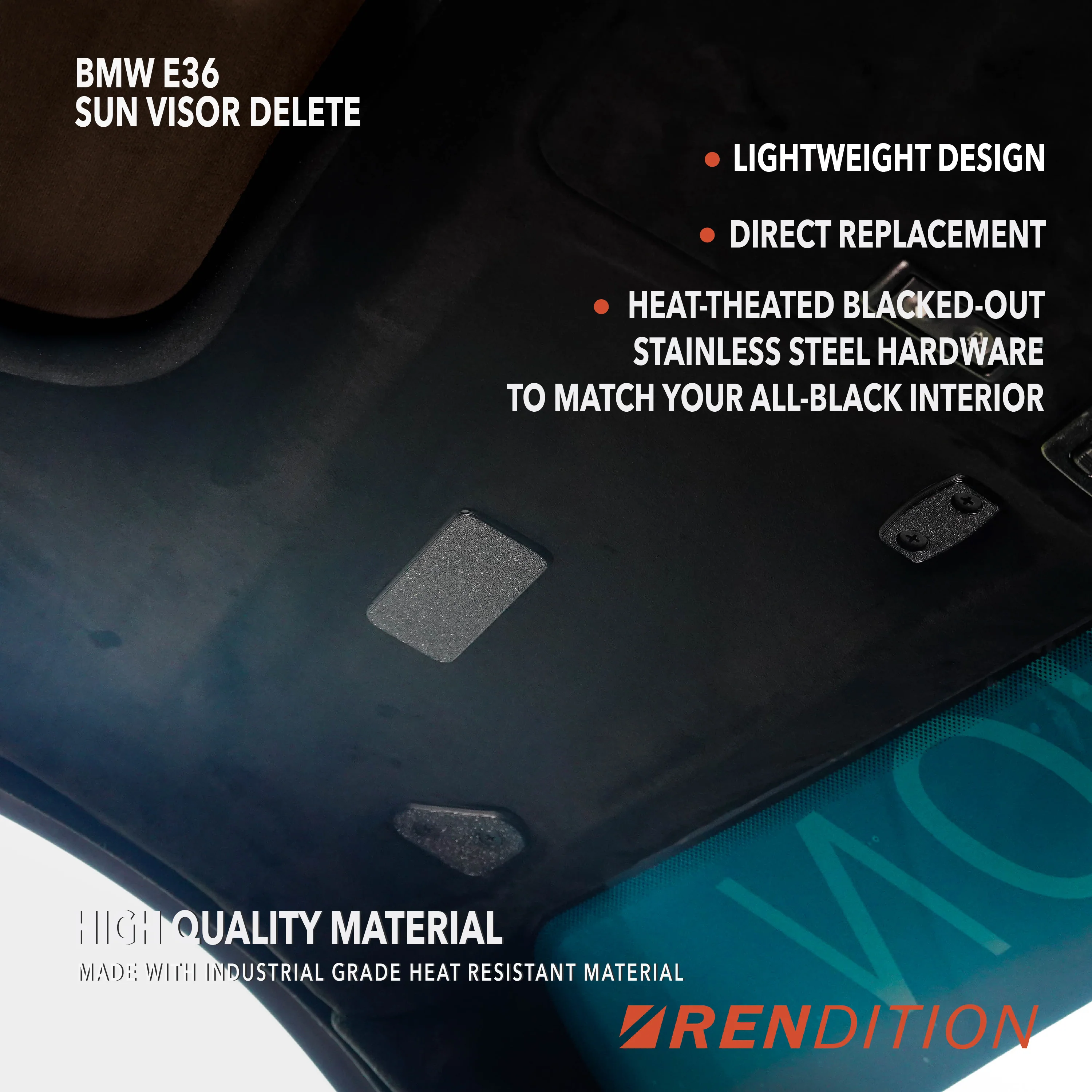 BMW E36 Upper Interior Delete Kit | Sun Visor, Vanity Light & Handle Removal - Image 3