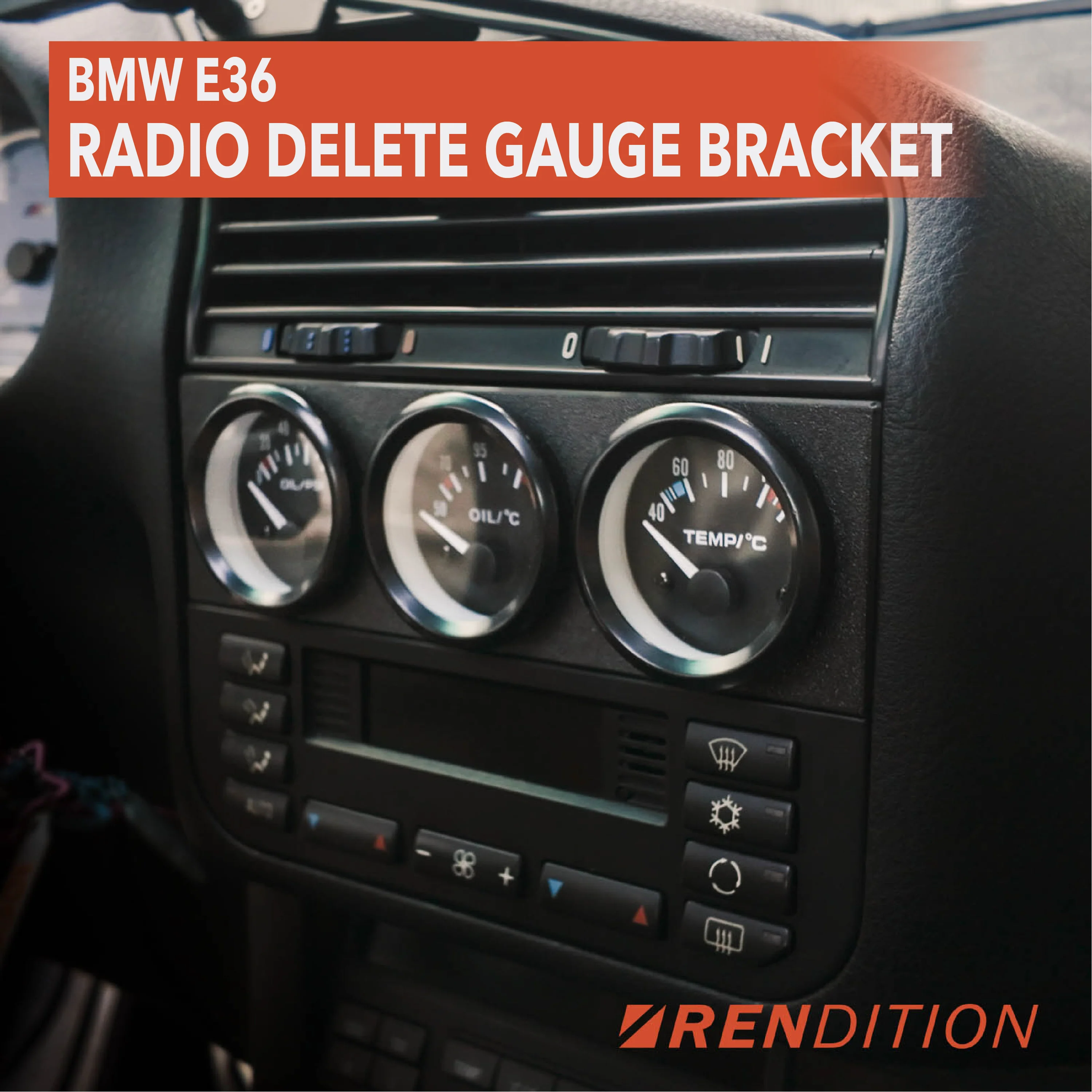 BMW E36 RADIO DELETE PANEL & GAUGE BRACKET (52MM)