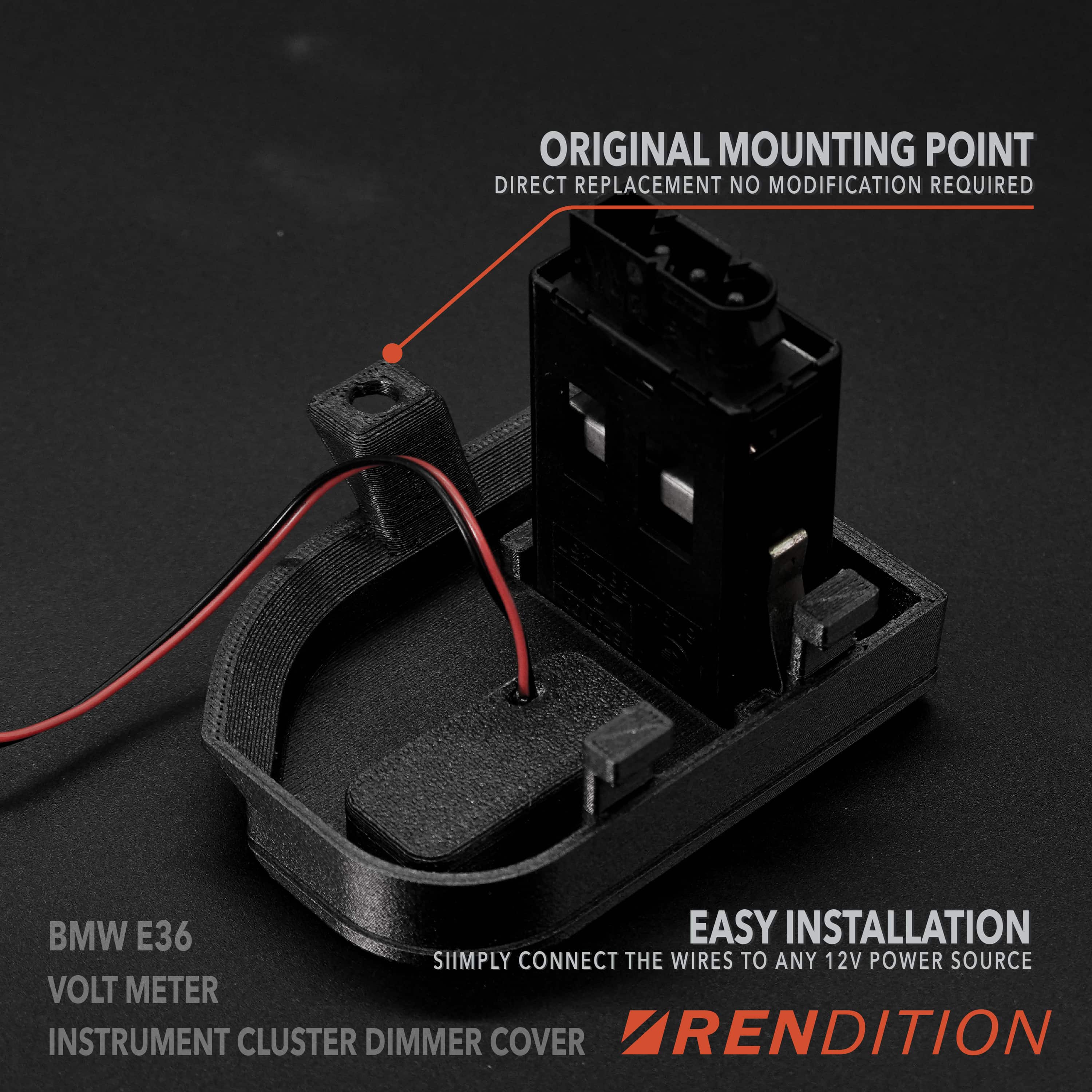 BMW E36 Instrument Cluster Dimmer Cover Volt Meter | OEM Replacement | Rendition Custom - Image 4