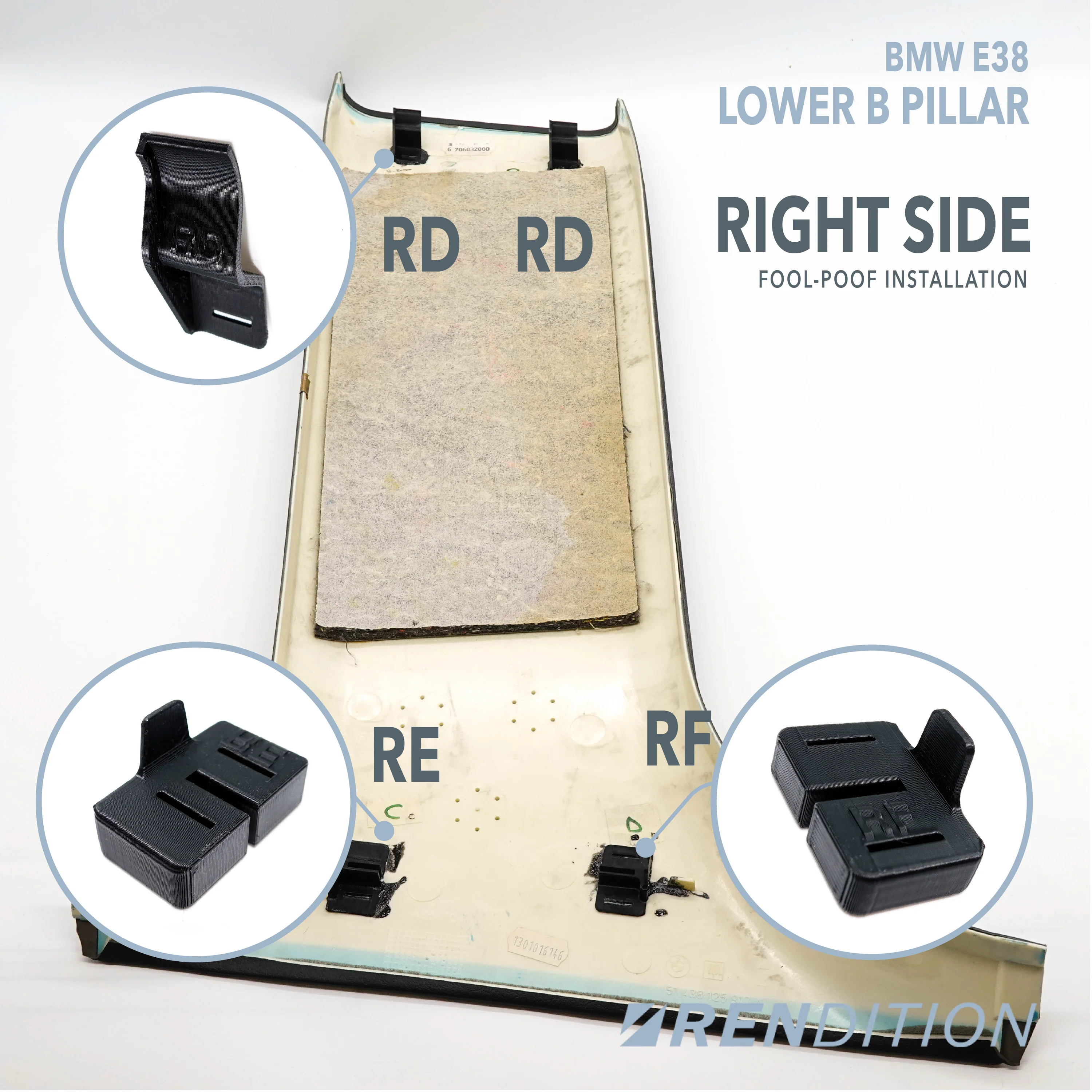 BMW E38 A/B/C Pillar Repair Kit – Interior Trim Tab Replacement - Image 6