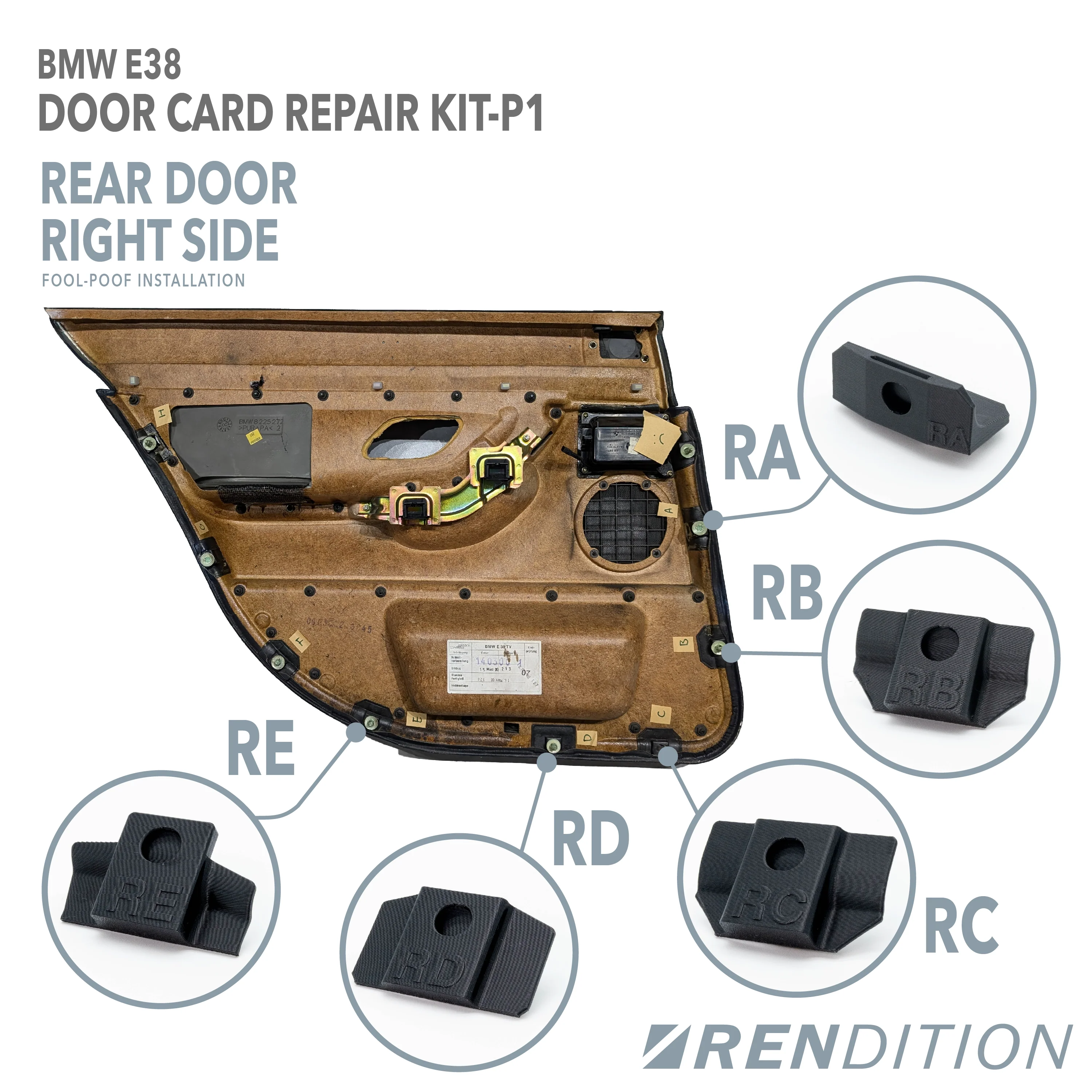 BMW E38 DOOR CARD REPAIR KIT - Image 3