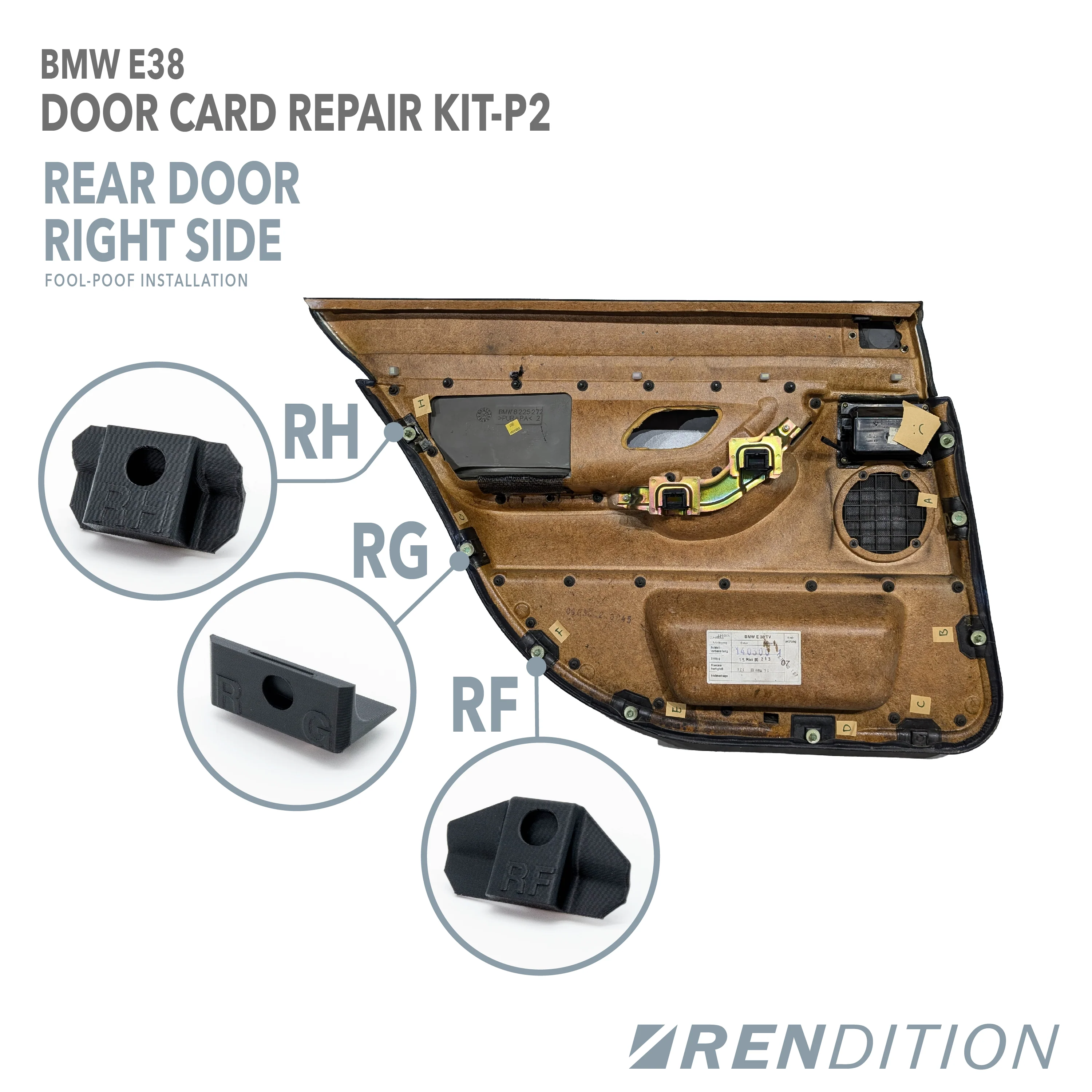 BMW E38 DOOR CARD REPAIR KIT - Image 4