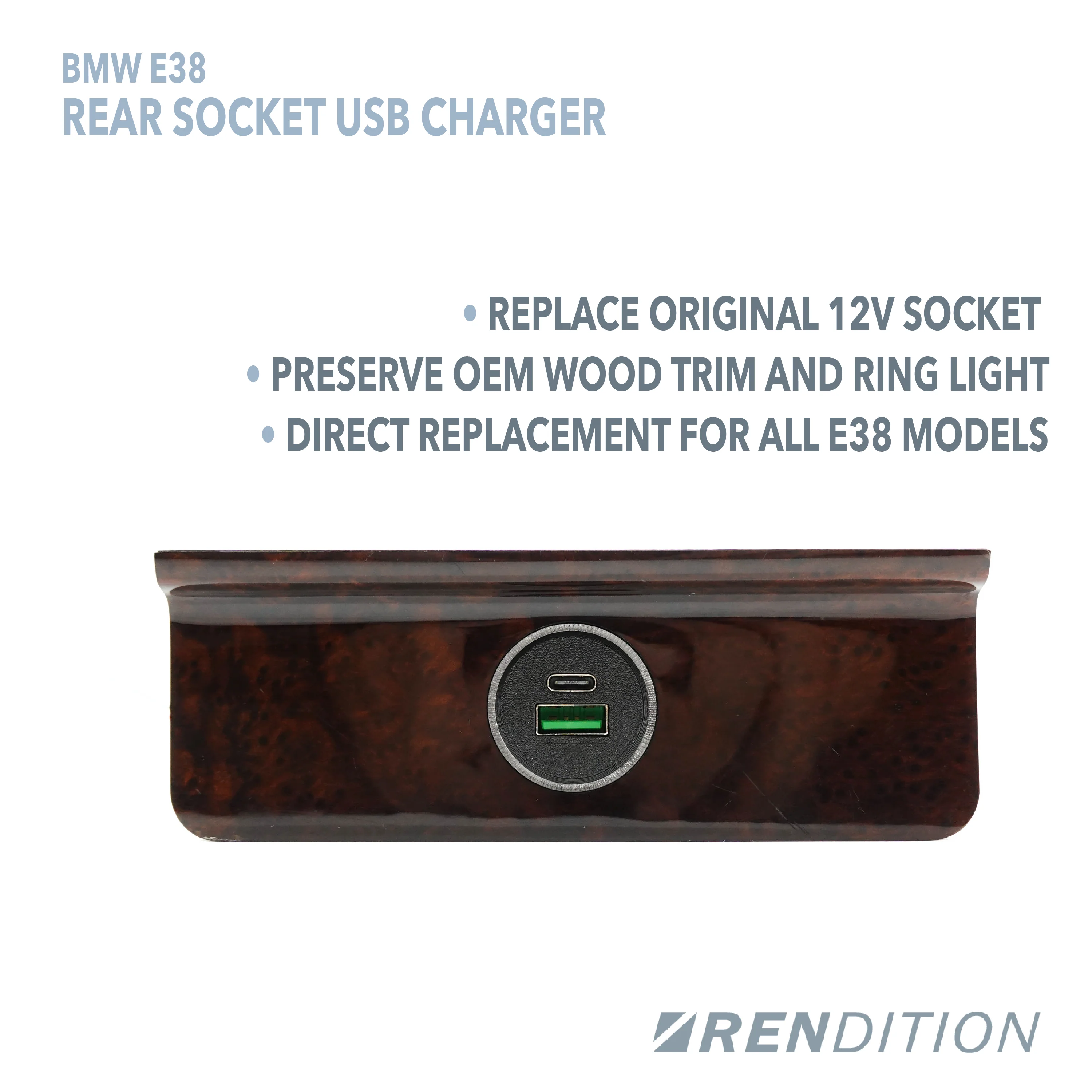 BMW E38 REAR SOCKET USB CHARGER - Image 2