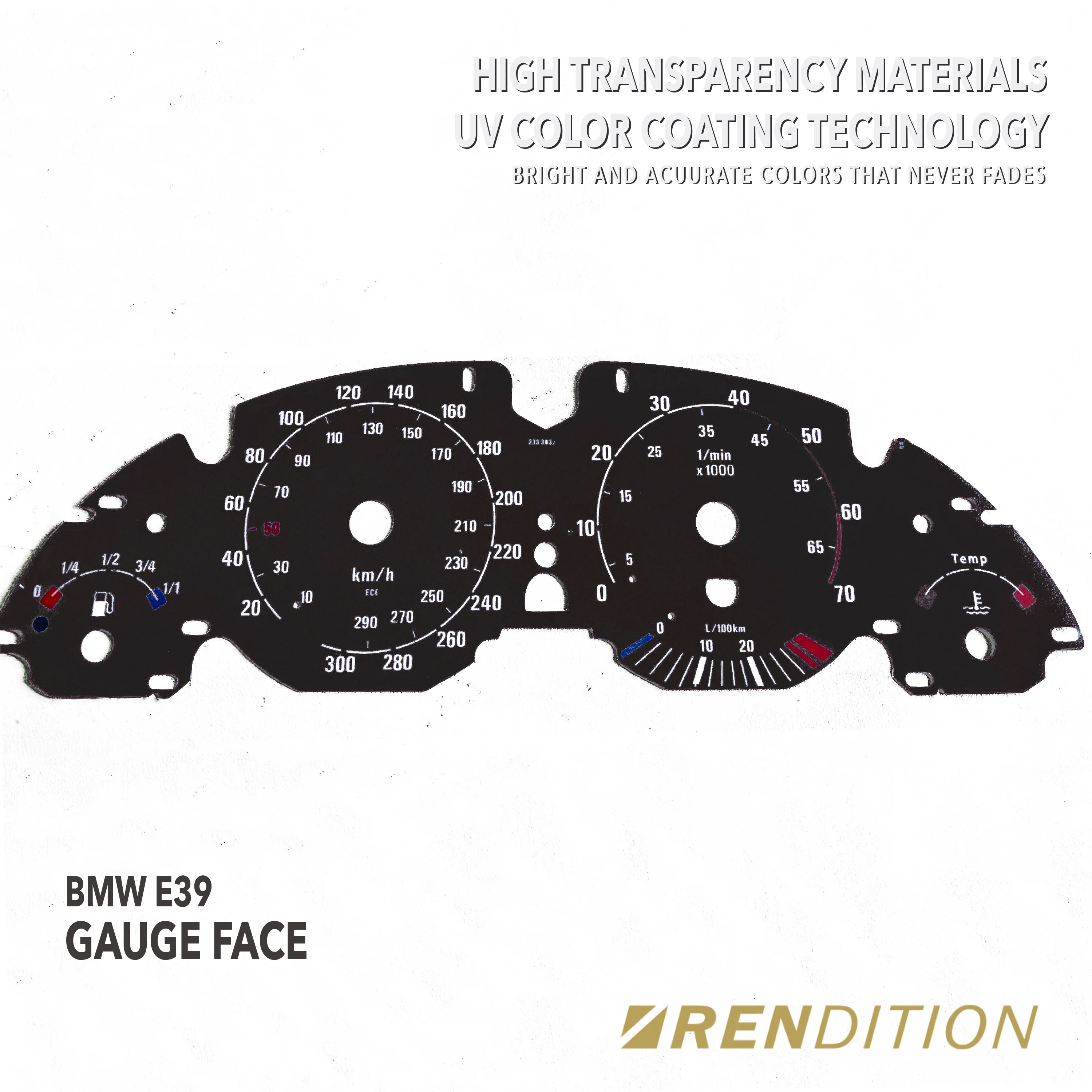 BMW E39 GAUGE FACE / GAUGE OVERLAY FOR 520, 523, 525, 528, 530, 540, M5 - Image 3