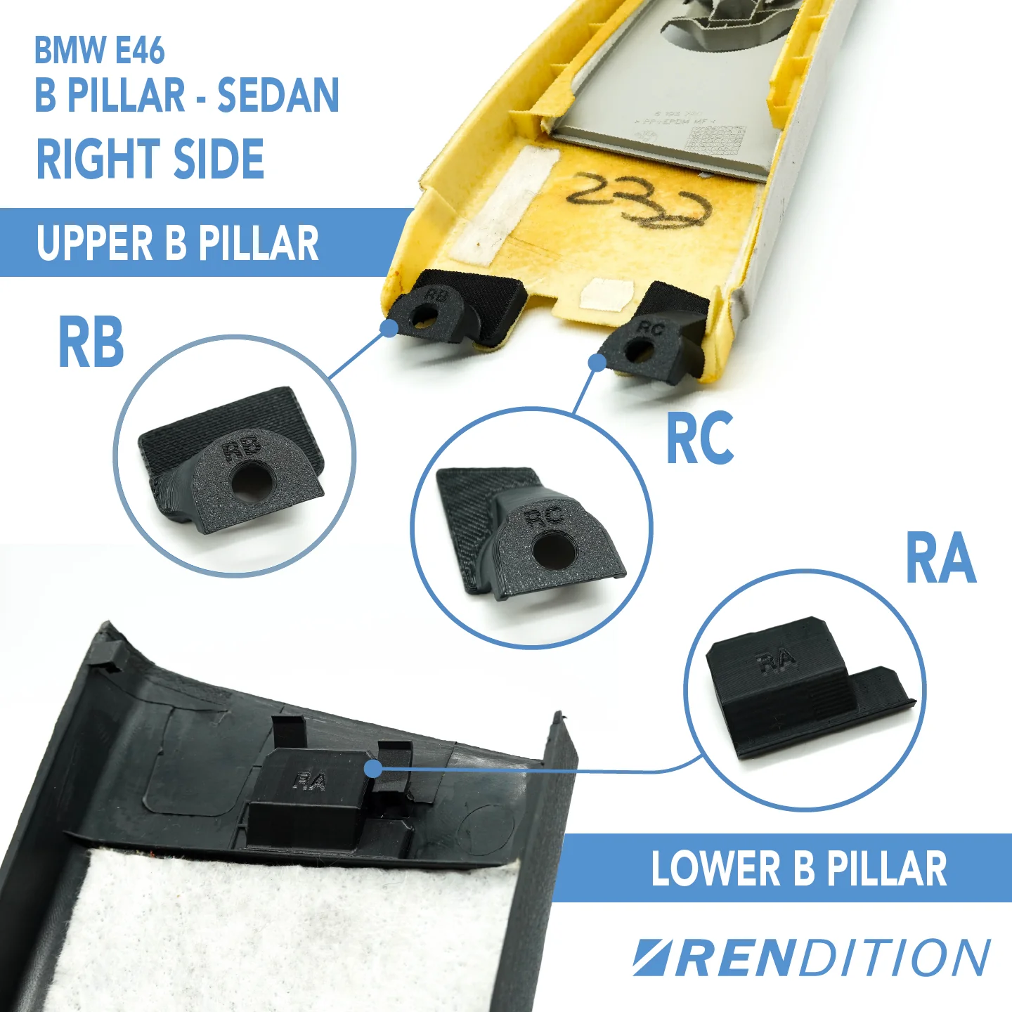 BMW E46 Sedan B-Pillar Repair Kit
