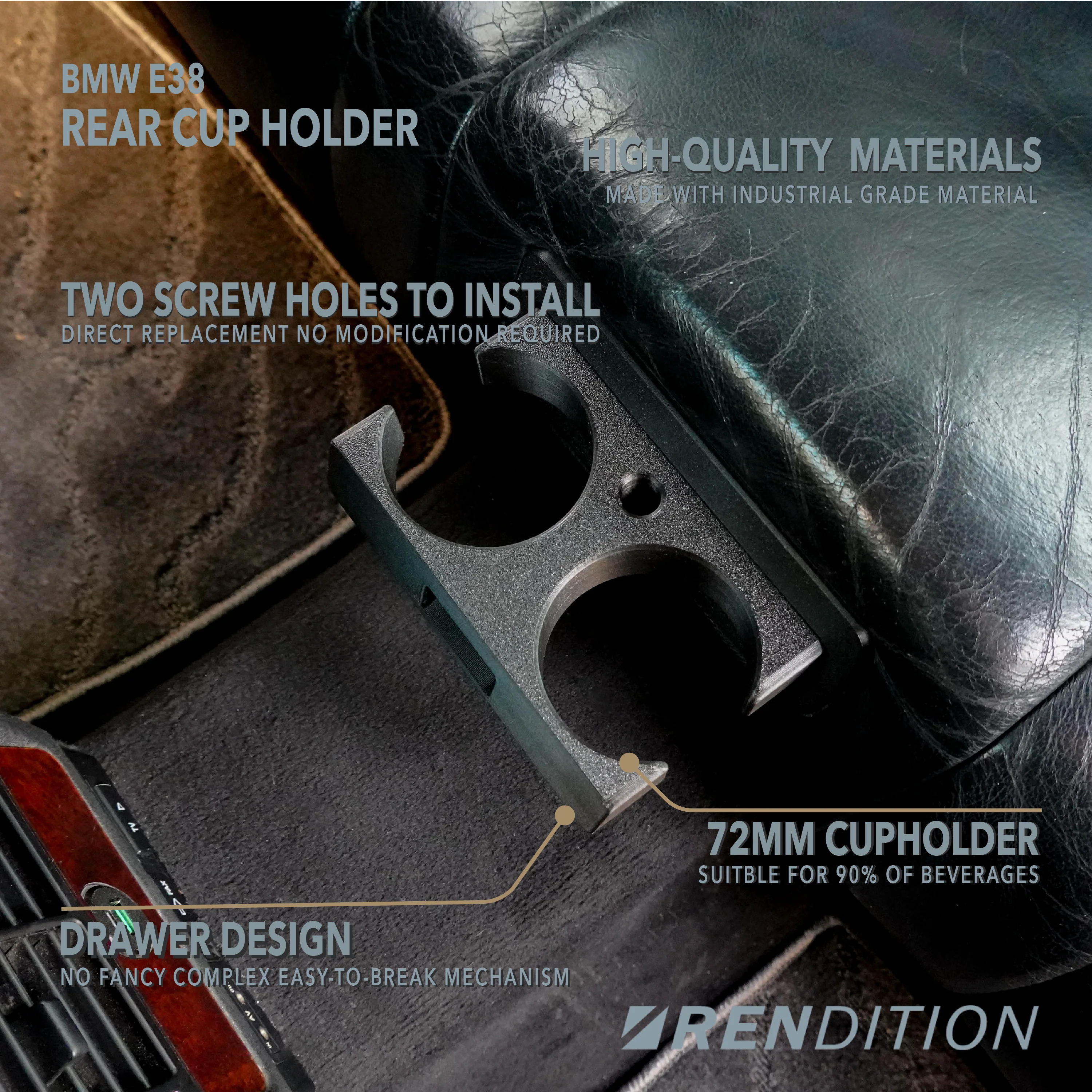 BMW E38 REAR CUP HOLDER - Image 2