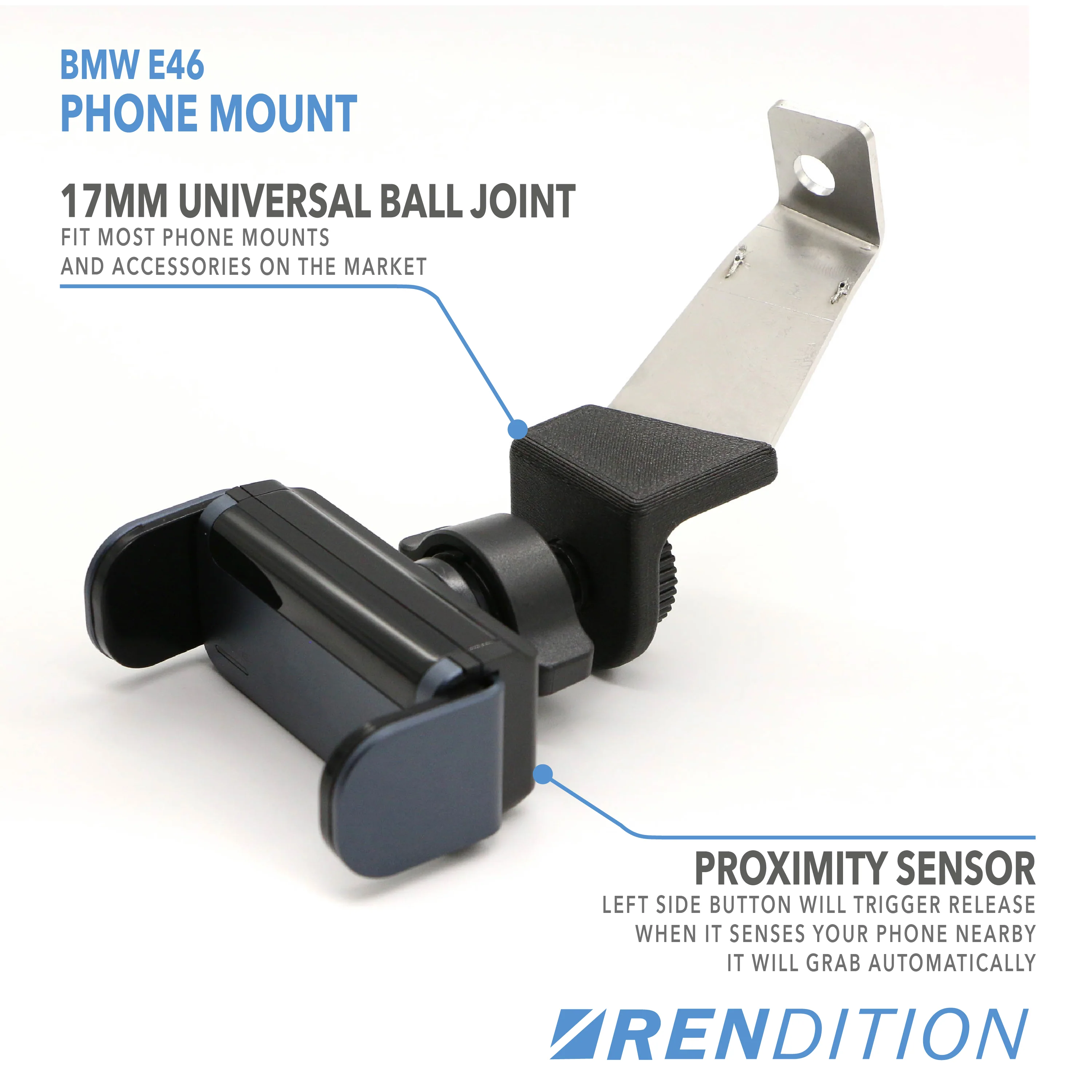 BMW E46 Phone Mount | Rendition E46 Dash Mount Phone Holder V3 - Image 6