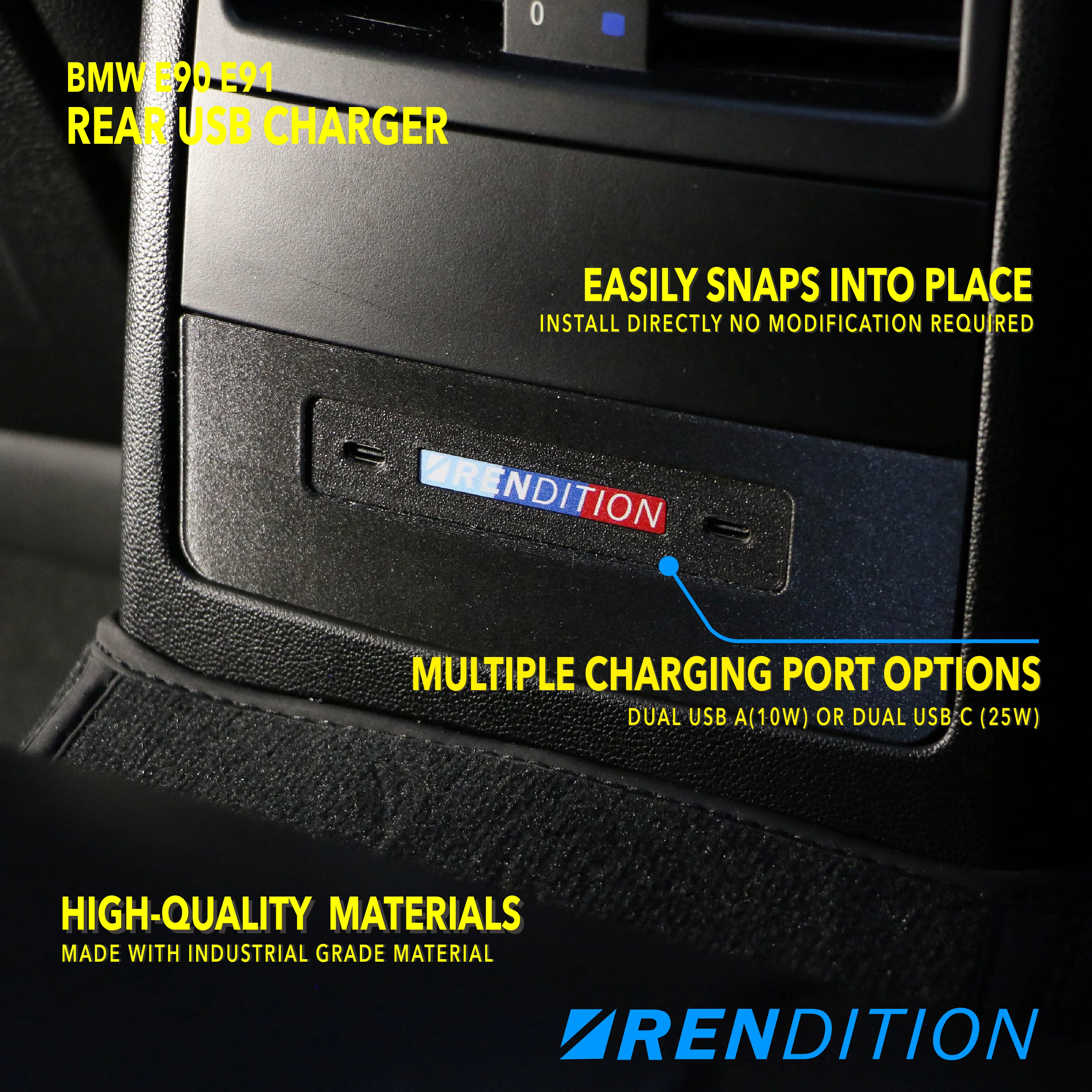 BMW E90 E91 USB Charger for Rear Seat - Image 2